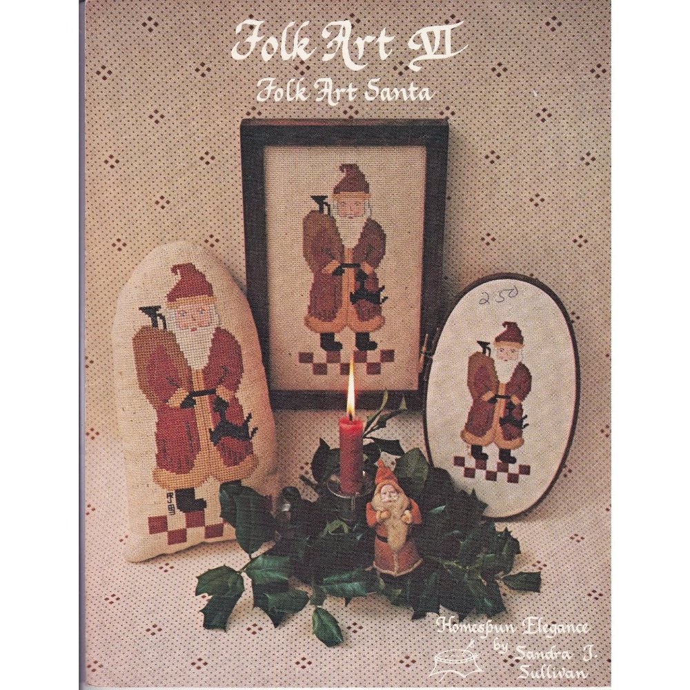 Vintage Cross Stitch Patterns, Folk Art Santa VI by Sandra Sullivan No 62, Homes